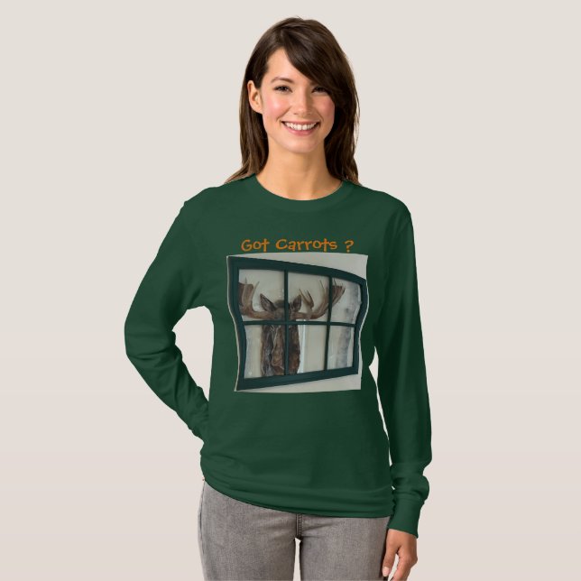 Cute Moose Picture Frame in Window Got Moose? Tee (Front Full)