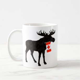 Cute Moose with Canadian Flag  Coffee Mug