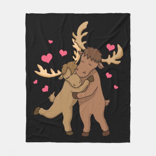 Cute Moose Women Moose Gifts Girls Valentines Day Fleece Blanket