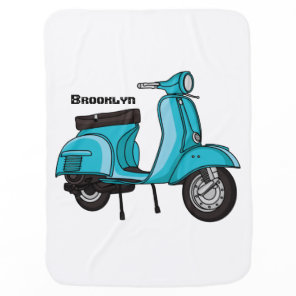 Cute moped motorcycle cartoon illustration baby blanket