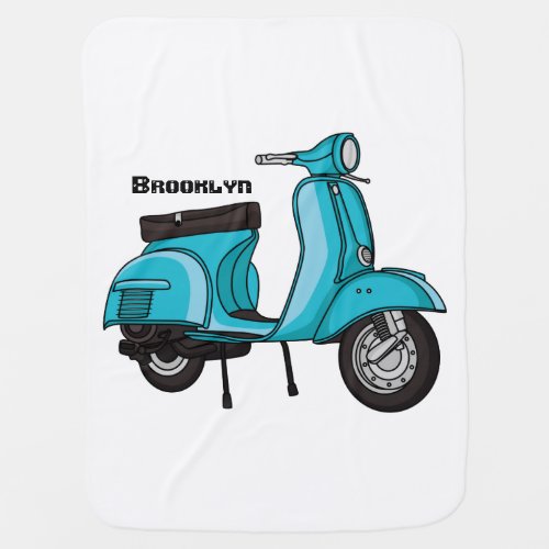 Cute moped motorcycle cartoon illustration baby blanket