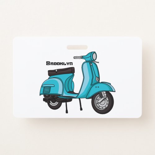 Cute moped motorcycle cartoon illustration badge