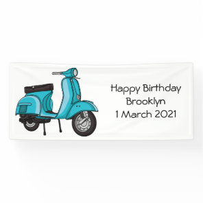 Cute moped motorcycle cartoon illustration banner