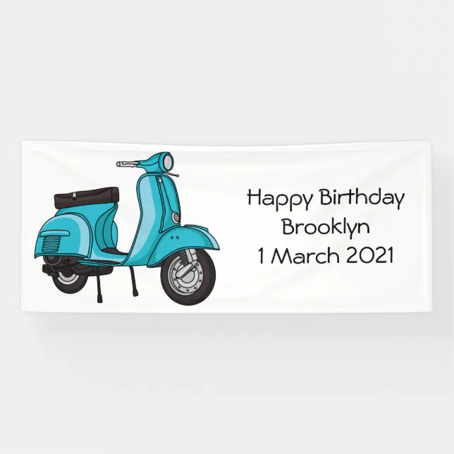 Cartoon Moped Back Rack Cute moped motorcycle cartoon illustration banner | Zazzle