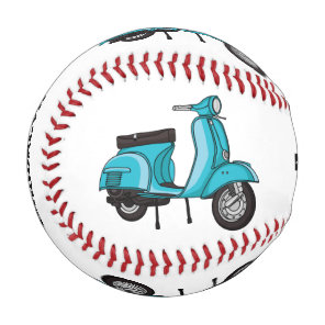 Cute moped motorcycle cartoon illustration baseball