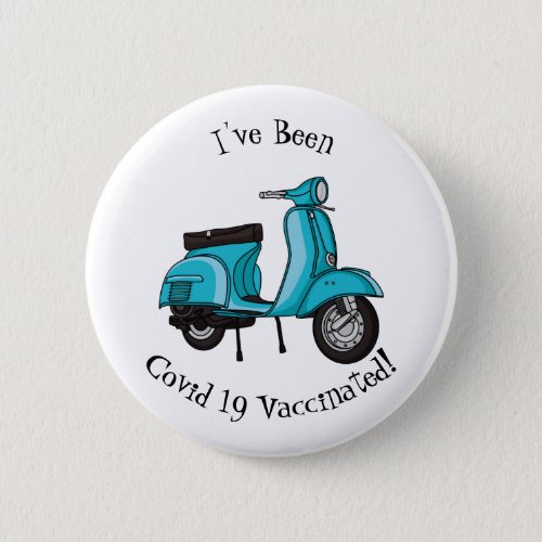 Cute moped motorcycle cartoon illustration button