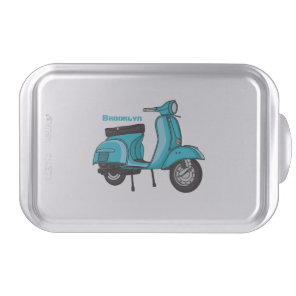 Cute moped motorcycle cartoon illustration cake pan