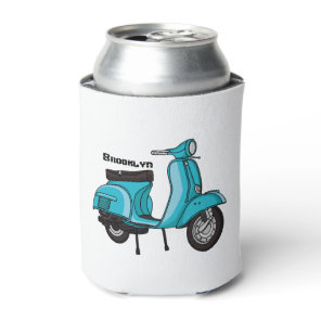 Cute moped motorcycle cartoon illustration can cooler
