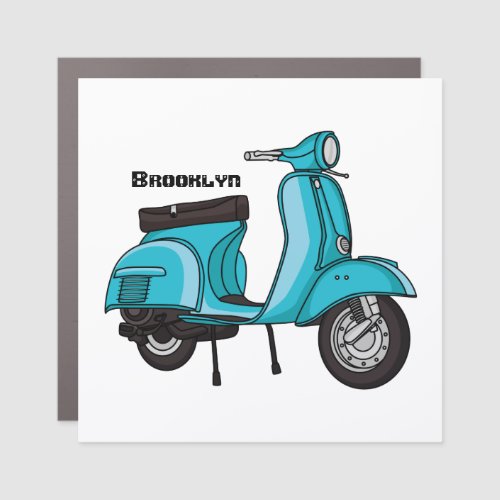 Cute moped motorcycle cartoon illustration car magnet