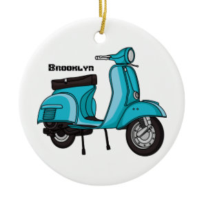 Cute moped motorcycle cartoon illustration ceramic ornament
