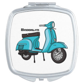 Cute moped motorcycle cartoon illustration compact mirror