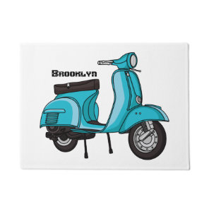 Cute moped motorcycle cartoon illustration doormat