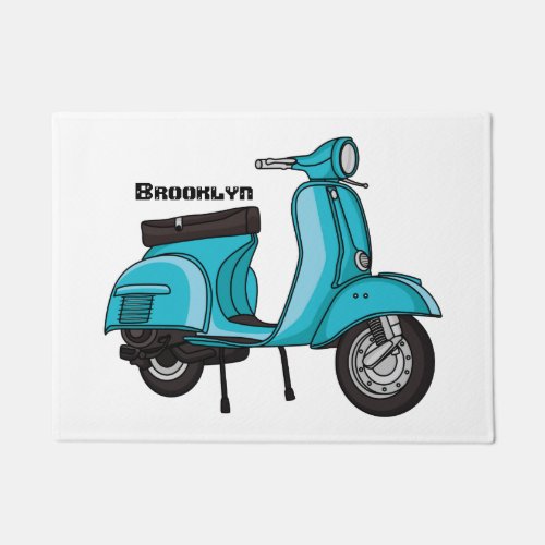 Cute moped motorcycle cartoon illustration doormat