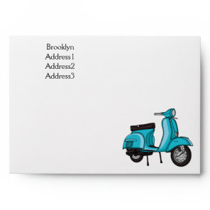 Cute moped motorcycle cartoon illustration envelope