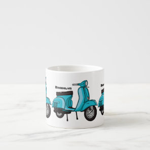 Cute moped motorcycle cartoon illustration espresso cup