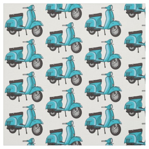 Cute moped motorcycle cartoon illustration fabric