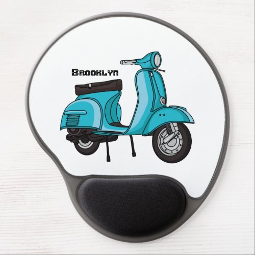 Cute moped motorcycle cartoon illustration gel mouse pad