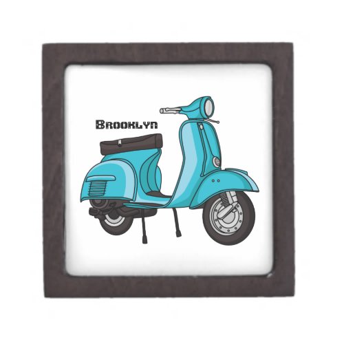 Cute moped motorcycle cartoon illustration gift box