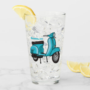Cute moped motorcycle cartoon illustration glass