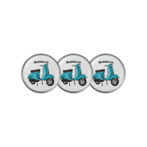 Cute moped motorcycle cartoon illustration golf ball marker