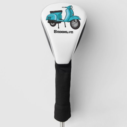 Cute moped motorcycle cartoon illustration golf head cover