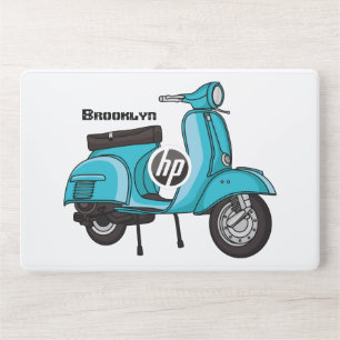 Cute moped motorcycle cartoon illustration HP laptop skin