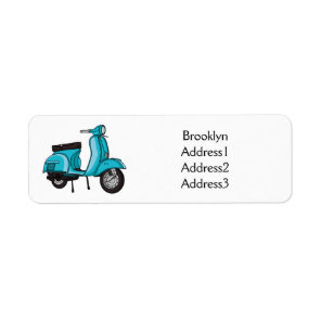 Cute moped motorcycle cartoon illustration  label