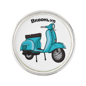 Cute moped motorcycle cartoon illustration lapel pin