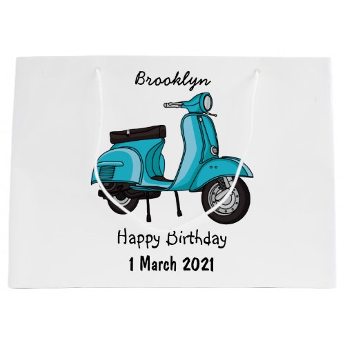 Cute moped motorcycle cartoon illustration large gift bag