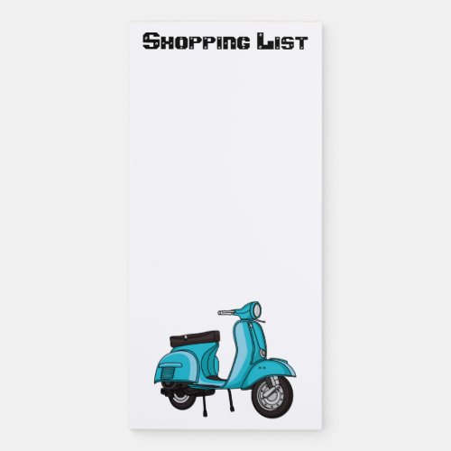 Cute moped motorcycle cartoon illustration magnetic notepad