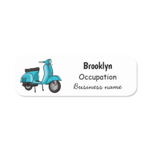 Cute moped motorcycle cartoon illustration name tag