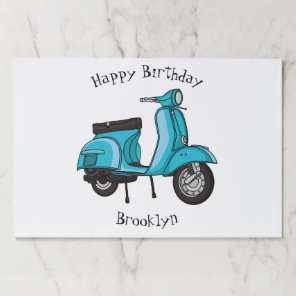 Cute moped motorcycle cartoon illustration paper pad