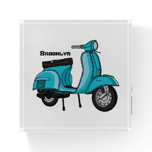 Cute moped motorcycle cartoon illustration paperweight