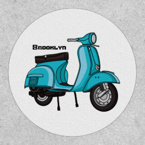 Cute moped motorcycle cartoon illustration patch