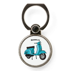 Cute moped motorcycle cartoon illustration phone ring stand