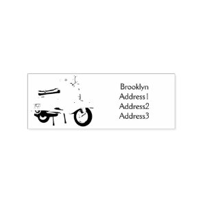Cute moped motorcycle cartoon illustration rubber stamp