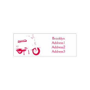 Cute moped motorcycle cartoon illustration self-inking stamp