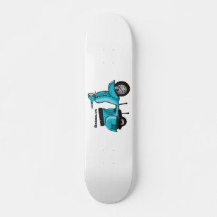 Cute moped motorcycle cartoon illustration skateboard