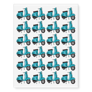 Cute moped motorcycle cartoon illustration temporary tattoos