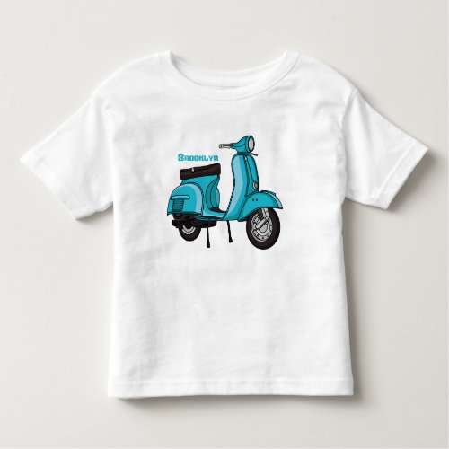 Cute moped motorcycle cartoon illustration toddler t_shirt