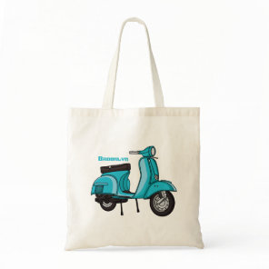 Cute moped motorcycle cartoon illustration tote bag