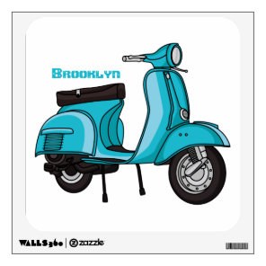 Cute moped motorcycle cartoon illustration wall decal
