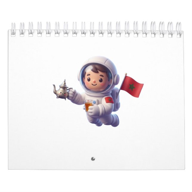 Cute Moroccan Astronaut Kawaii 3D Sticker Calendar (Cover)