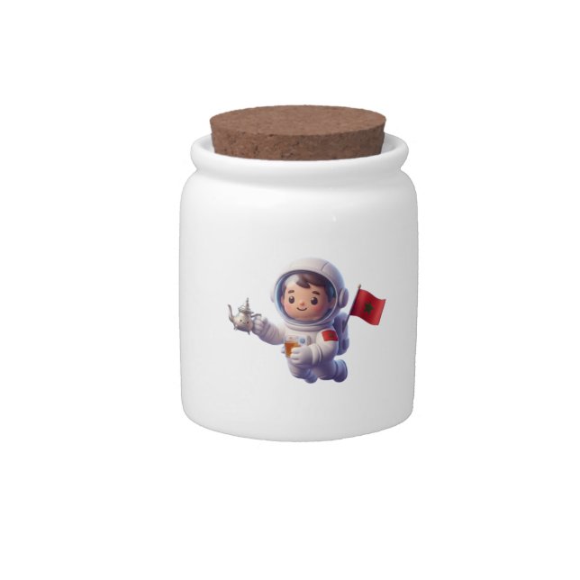Cute Moroccan Astronaut Kawaii 3D Sticker Candy Jar (Front)