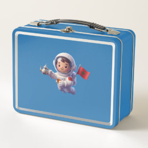 Cute Moroccan Astronaut Kawaii 3D Sticker Metal Lunch Box