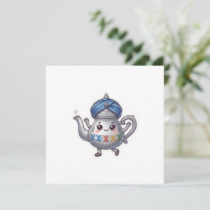 Cute Moroccan Berber Teapot Kawaii Sticker with Tu Invitation