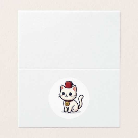 Cute Moroccan Kawaii Cat with Fez Sticker (Outside Unfolded)