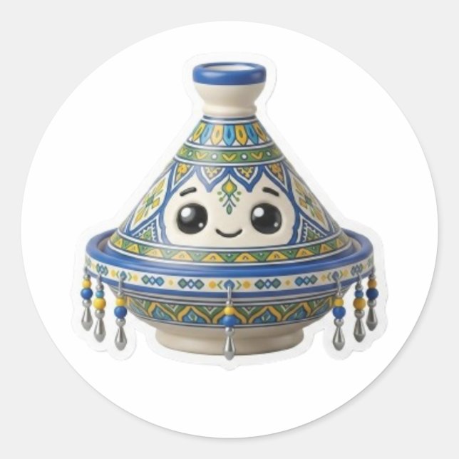 Cute Moroccan Kawaii Tajine Sticker (Front)