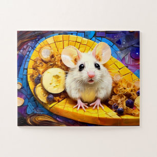 Cute Mosaic Field Mouse Vivid colored puzzle