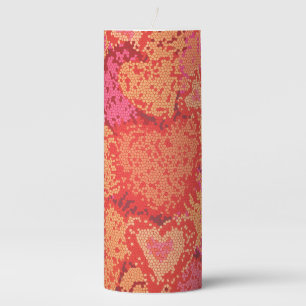 Cute mosaic hearts design pillar candle